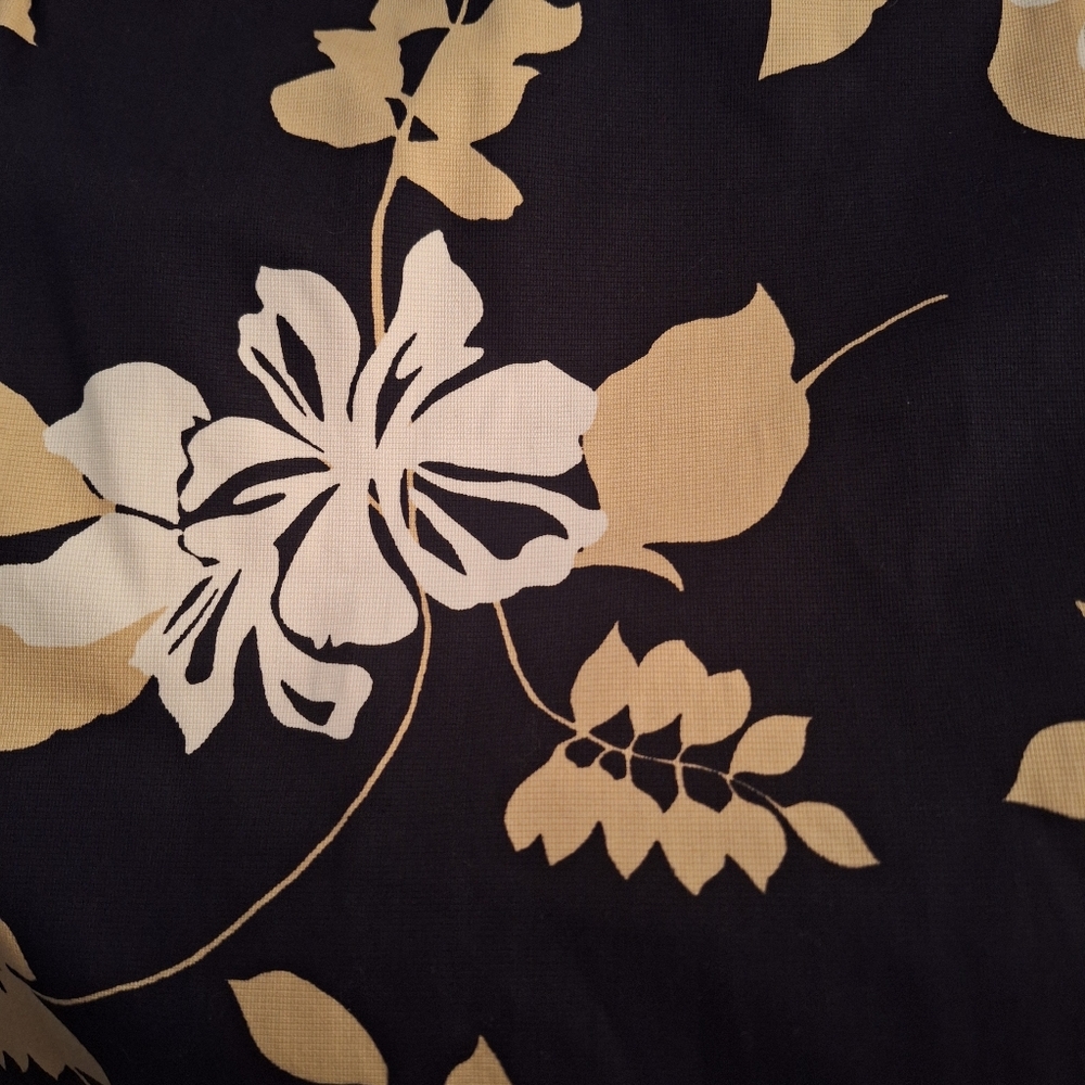 Rafaella Black Floral Mini Skirt with Cream and Tan Blooms - Picture 3 of 4